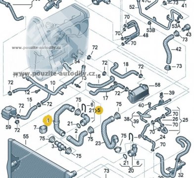 Vodní hadice, Audi A3 04-08 2,0TDi 3C0121051S, 1K0122291BF