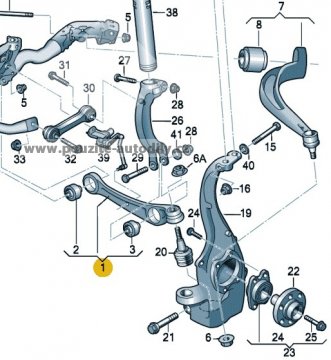 Vzpěra vlevo vpředu, 8K0407155C, Audi A4, A5, A6, A7, Q5